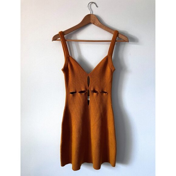 For Love & Lemons Maggie Mini Dress Mustard Yellow Size Medium - Picture 3 of 7